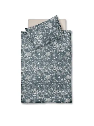 FLEURESSE | Satin Bettwäsche 70x90cm/140x200cm MODERN GARDEN B Urban Blue | 